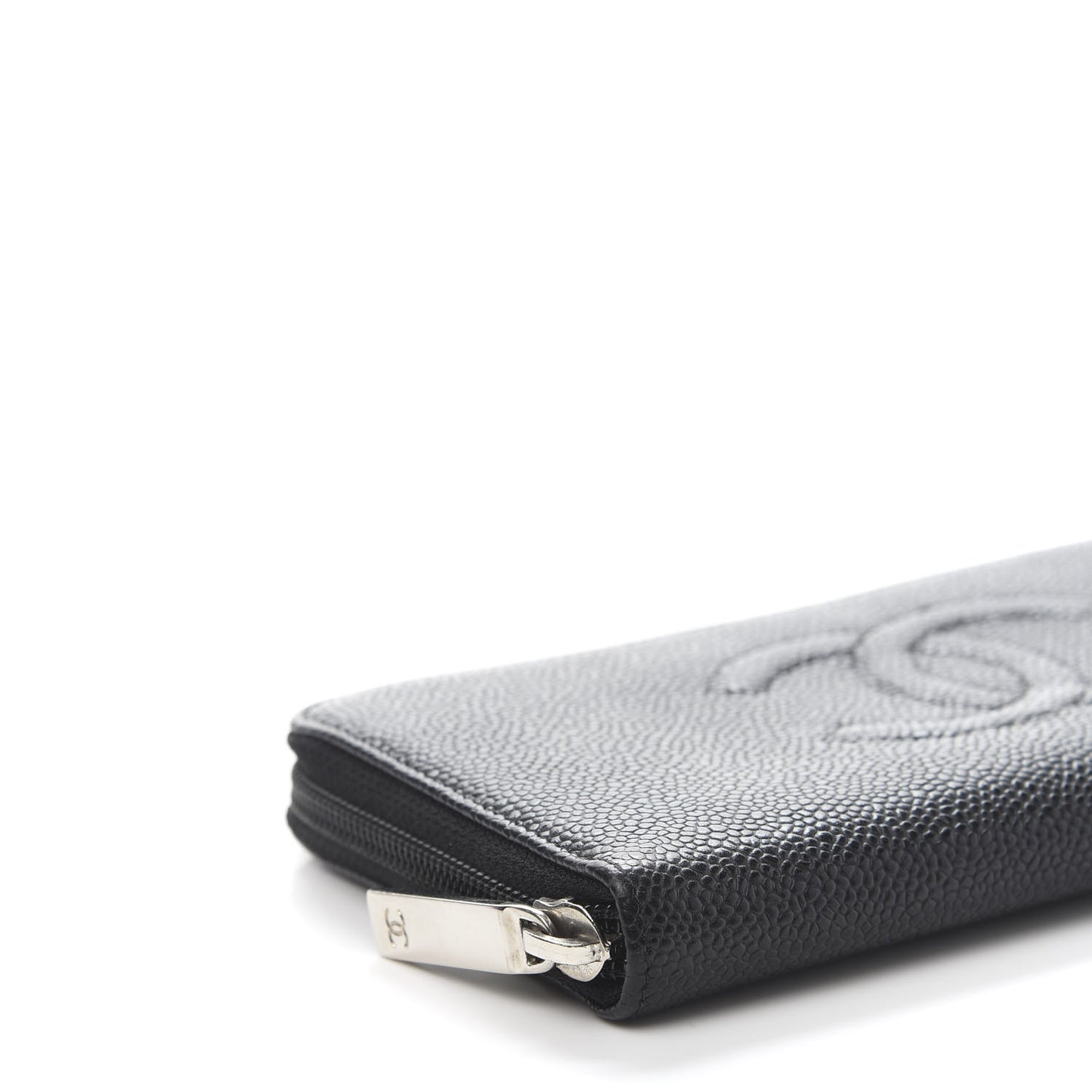 Caviar Large Timeless CC Zip Around Wallet Black