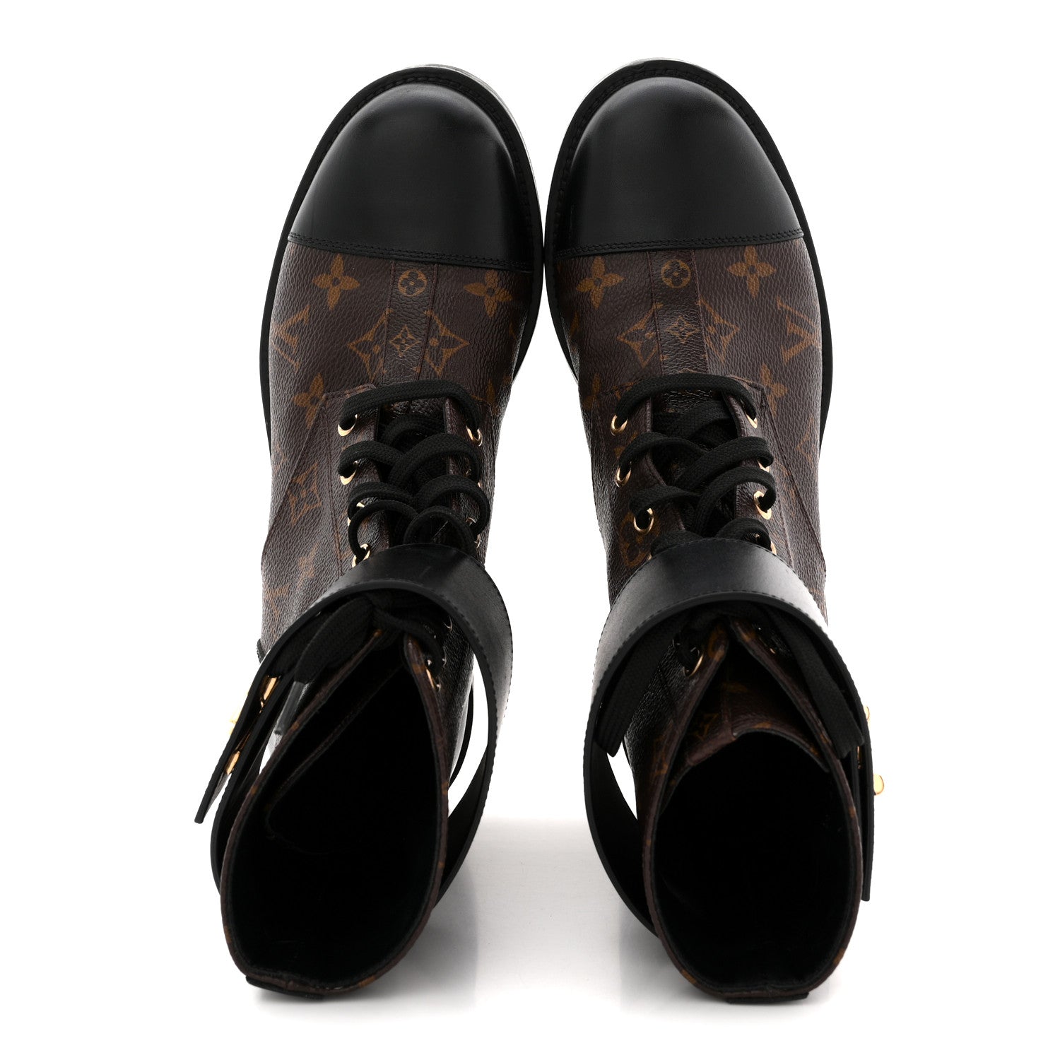 Louis Vuitton Calfskin Monogram Wonderland Flat Ranger Boots 39 Black 2 of 10
