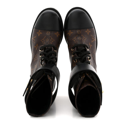 Louis Vuitton Calfskin Monogram Wonderland Flat Ranger Boots 39 Black 2 of 10