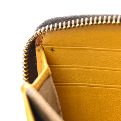 Fendi Zucca Spalmati Vitello Elite Rose Ladybug Zip Around Wallet Tobacco Yellow 10 of 18