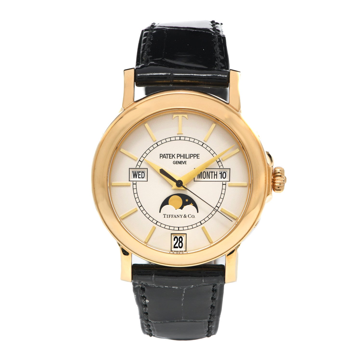 Patek Philippe 18K Yellow Gold Crocodile 36mm Annual Calendar Moonphase Automatic Watch 5150 1 of 5