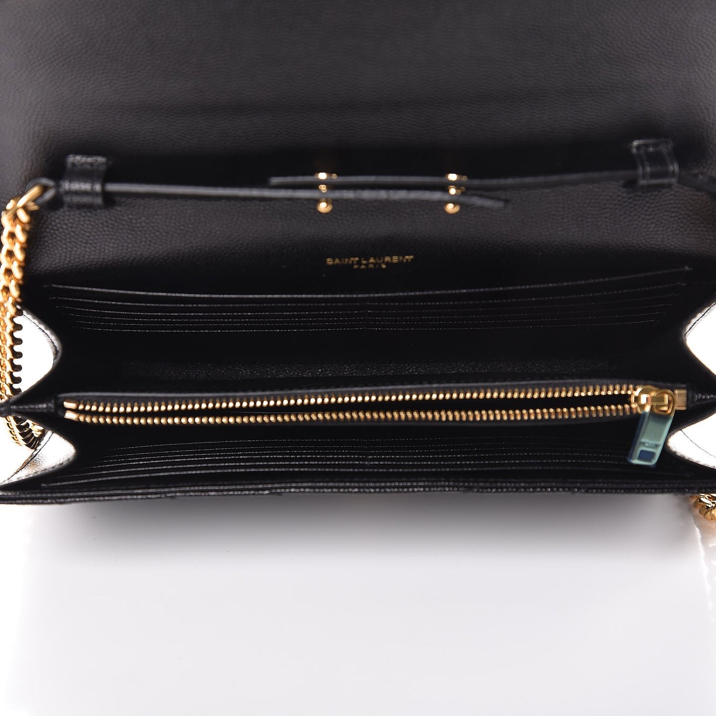 Grain De Poudre Matelasse Chevron Monogram Chain Wallet Black
