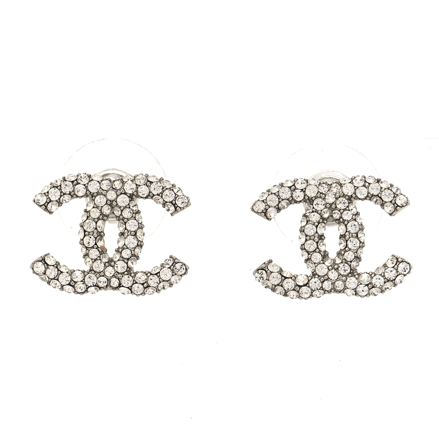 Crystal CC Earrings Silver