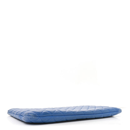 Chanel Lambskin Quilted Large Cosmetic Case Blue 4 of 9