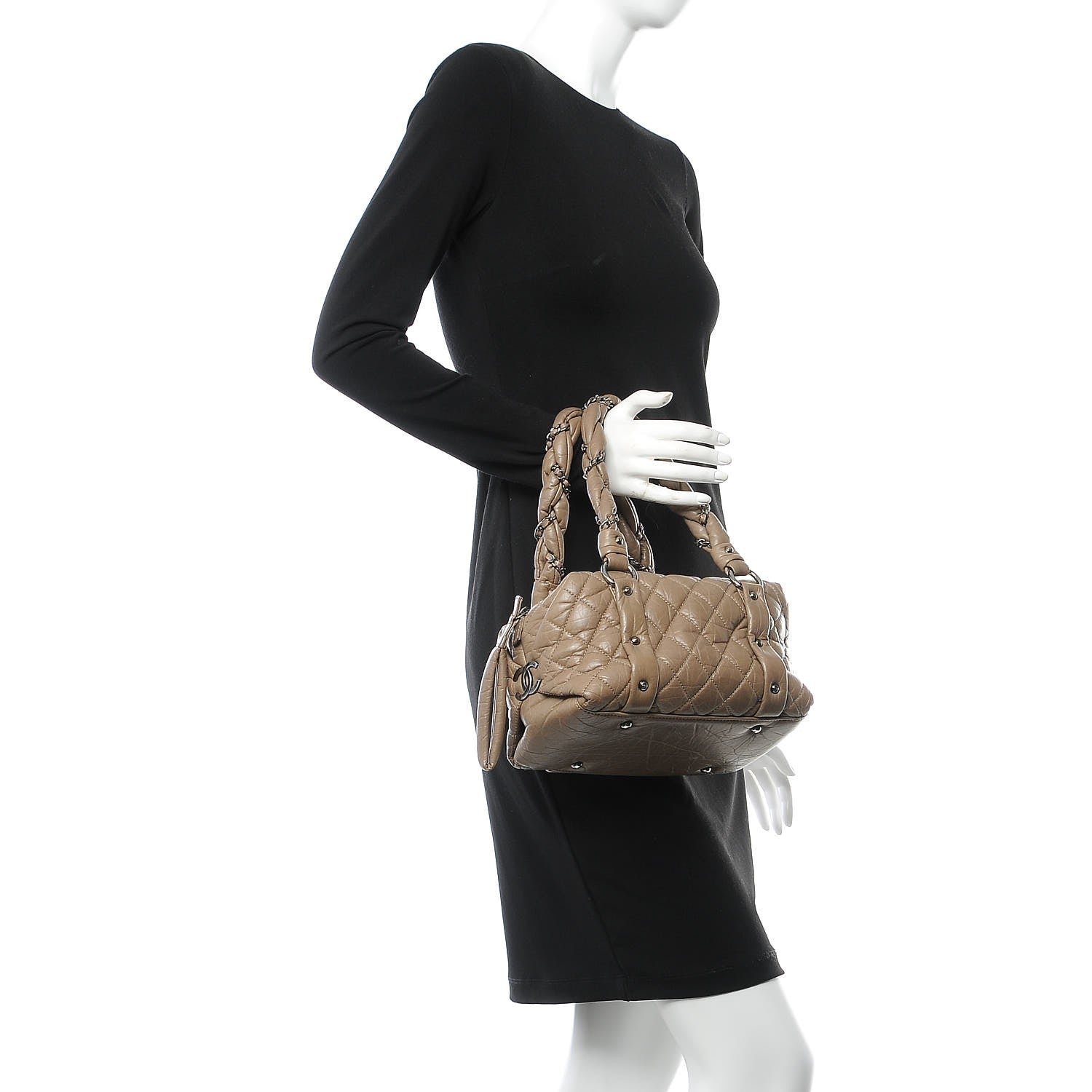 Chanel Distressed Lambskin Lady Braid Small Tote Taupe 2 of 15