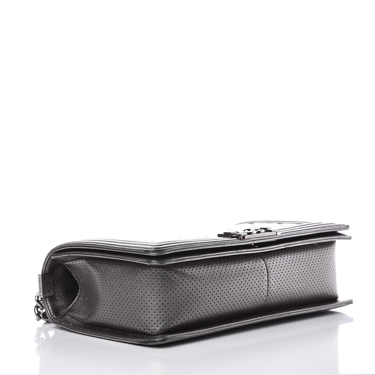 Chanel Metallic Lambskin Perforated New Medium Boy Flap Dark Silver 4 of 12