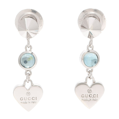 Gucci Sterling Silver Trademark Blue Topaz Heart Drop Earrings 1 of 7