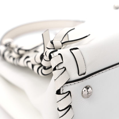 Fendi Vitello Seta Century Nappa Whipstitch Medium Peekaboo Iconic Satchel White 8 of 14