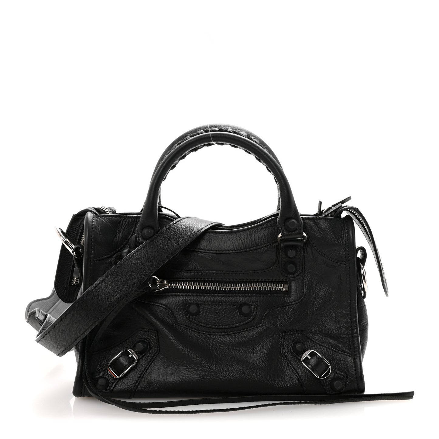 Matte Goatskin Rubber Covered Classic Hardware Mini City Black
