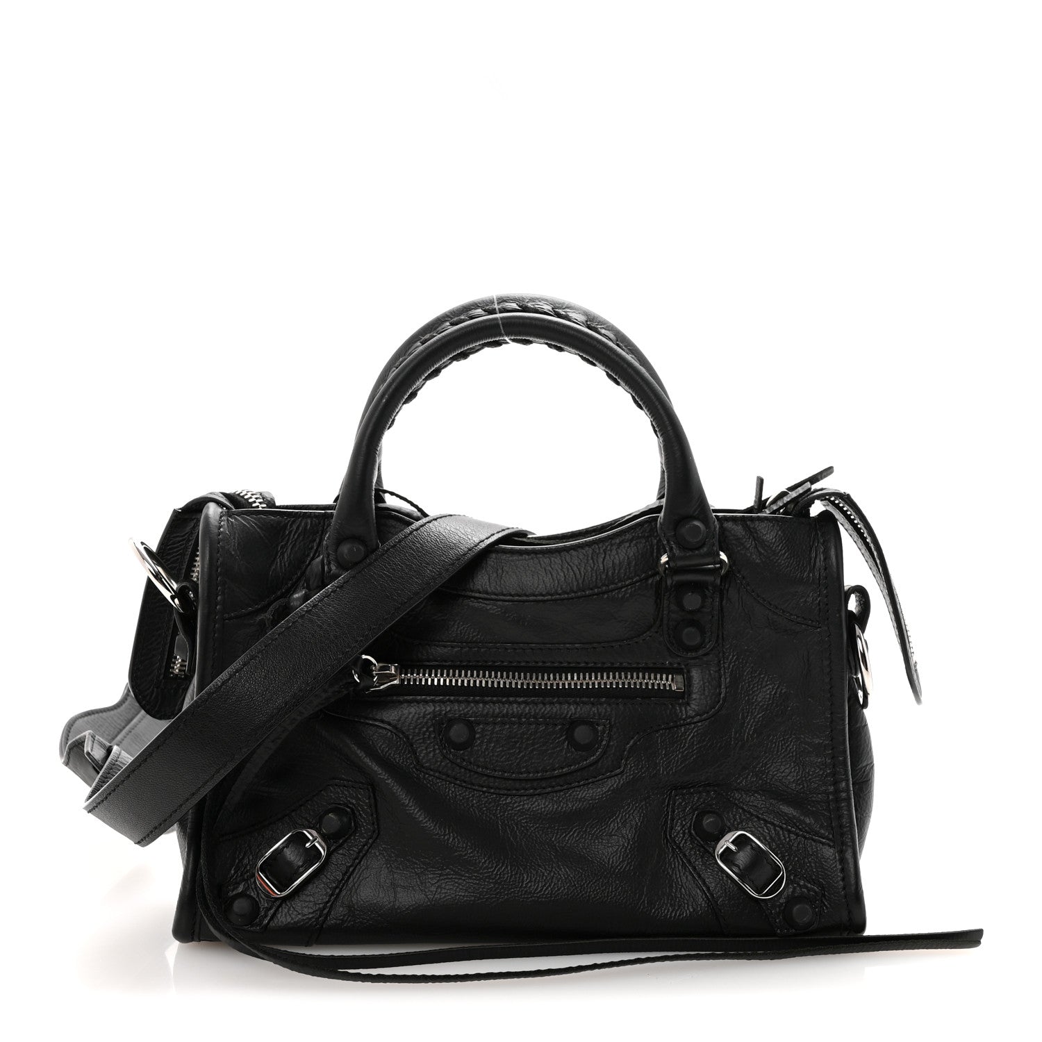 Balenciaga Matte Goatskin Rubber Covered Classic Hardware Mini City Black 1 of 11