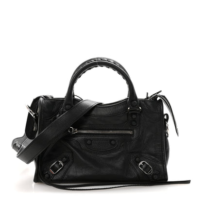Balenciaga Matte Goatskin Rubber Covered Classic Hardware Mini City Black 1 of 11