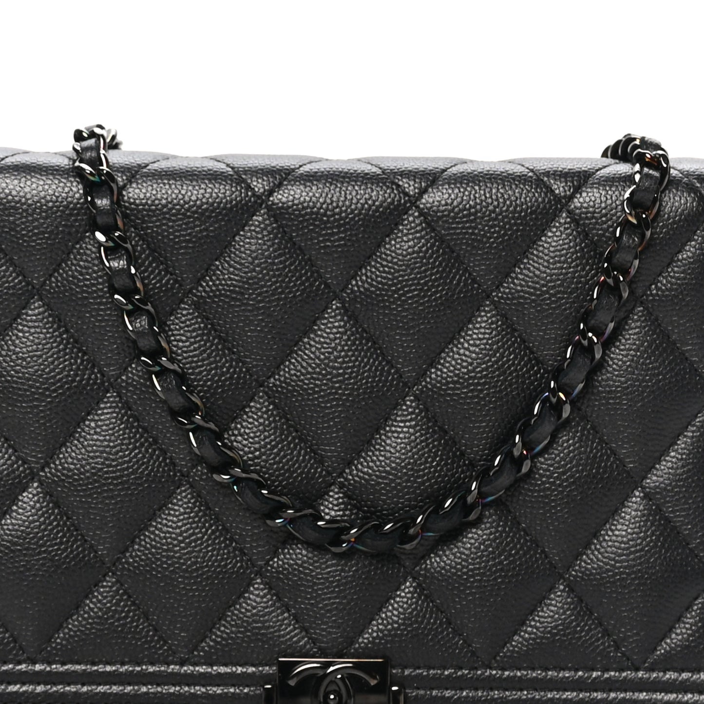 Caviar Quilted Boy Wallet On Chain WOC So Black