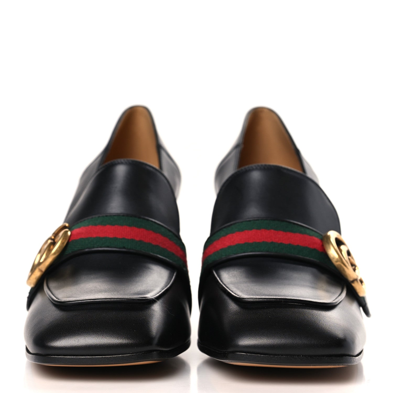 Gucci Calfskin Web Peyton Loafer Pumps 39.5 Black 2 of 8