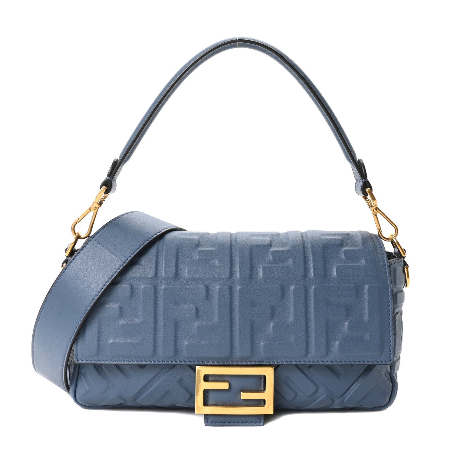 Fendi Nappa FF 1974 Embossed Baguette Mirto 1 of 10