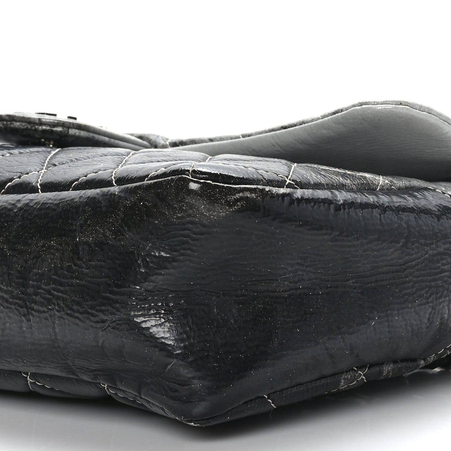 Vinyl Quilted Jumbo Melrose Degrade Flap Black