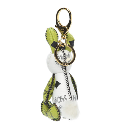 MCM Visetos Rabbit Key Ring Bag Charm White Green 3 of 3