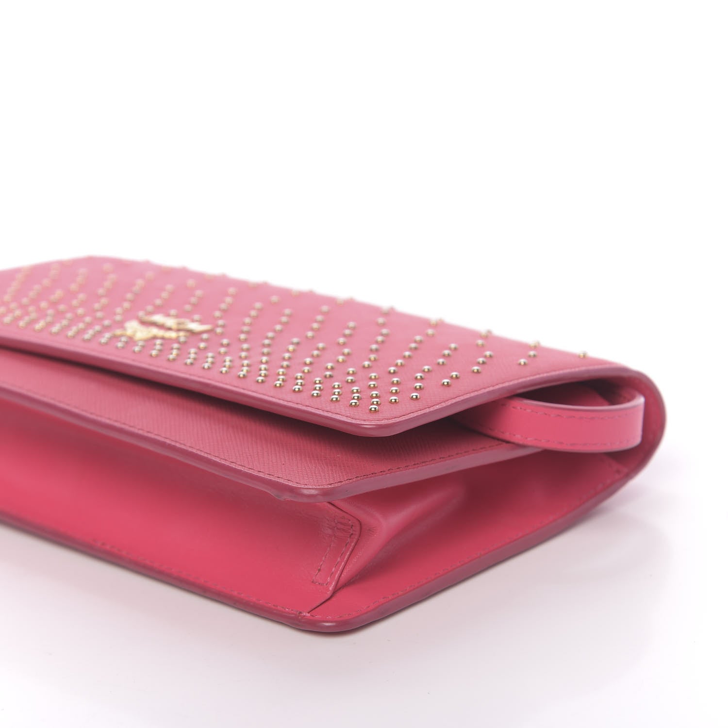 MCM Saffiano Studded Wallet On Chain Pink 8 of 10