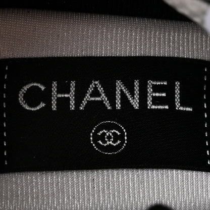 Chanel Mesh Suede Grained Calfskin Womens CC Sneakers 38 Black White 7 of 8