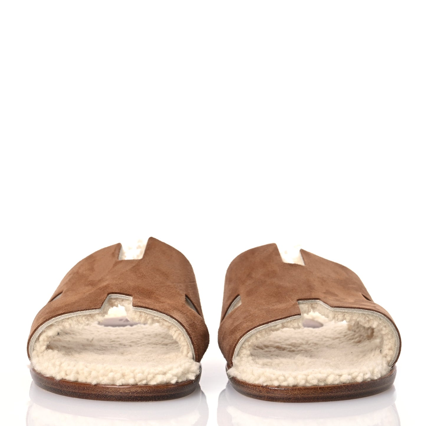 Suede Goatskin Shearling Mens Izmir Sandals 43 Marron Teck Ecru