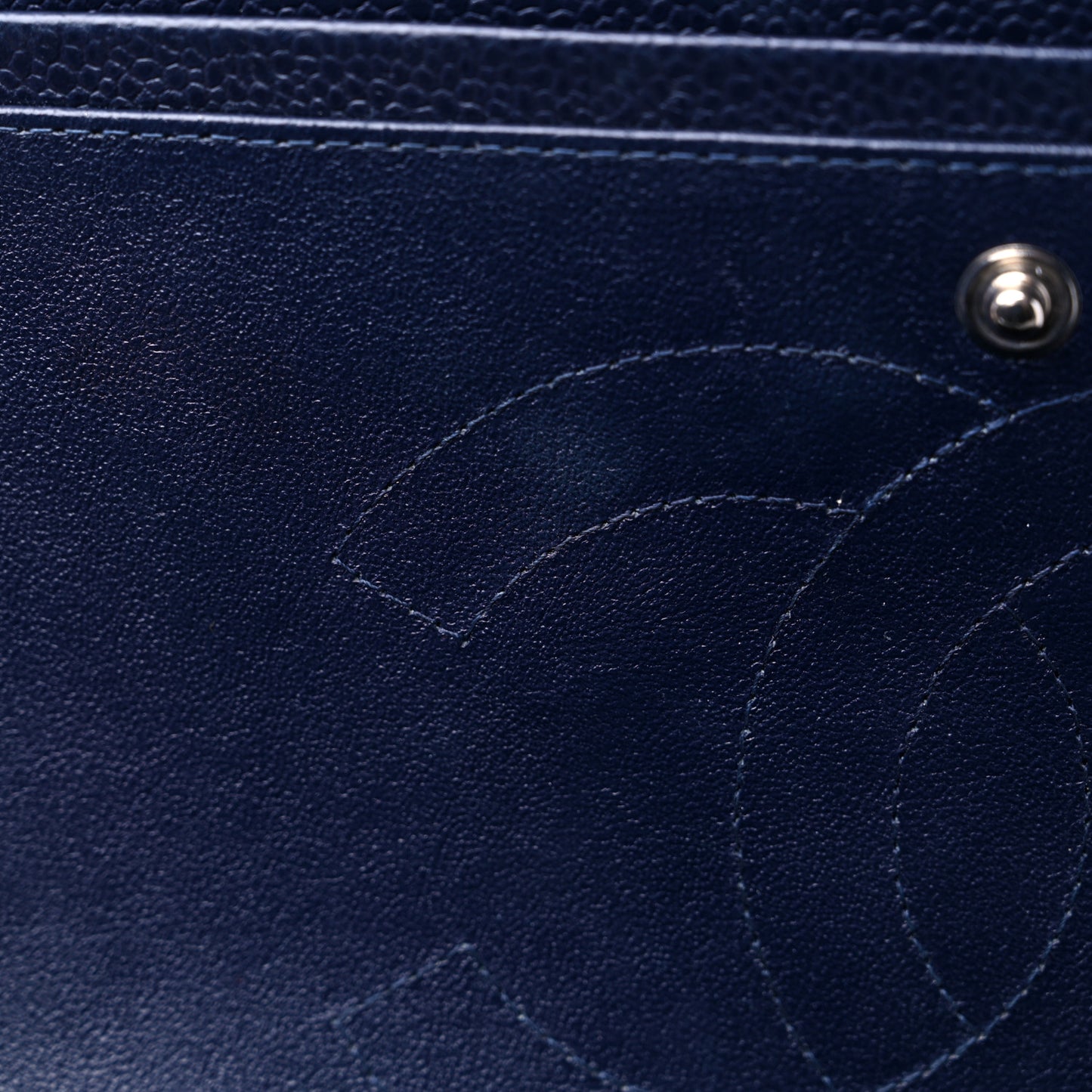 Caviar Quilted Jumbo Double Flap Navy Blue