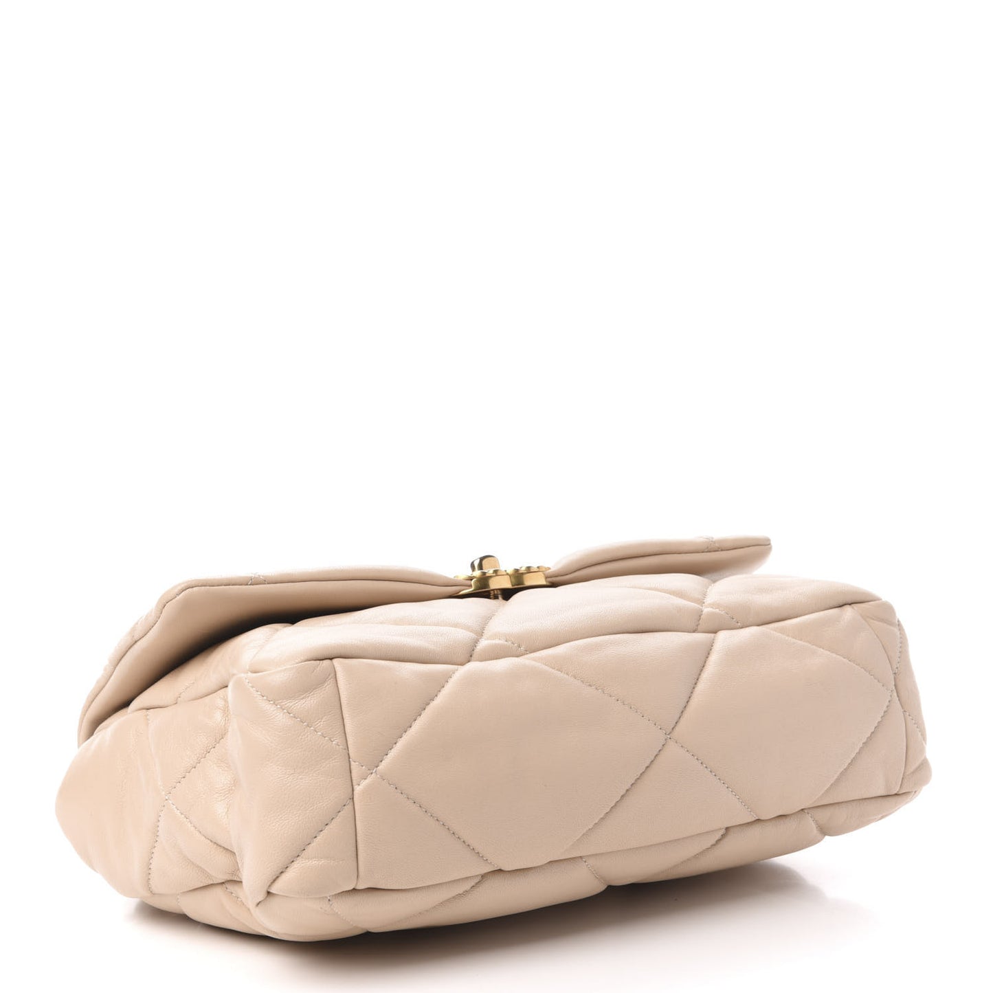 Lambskin Quilted Large 19 Flap Beige