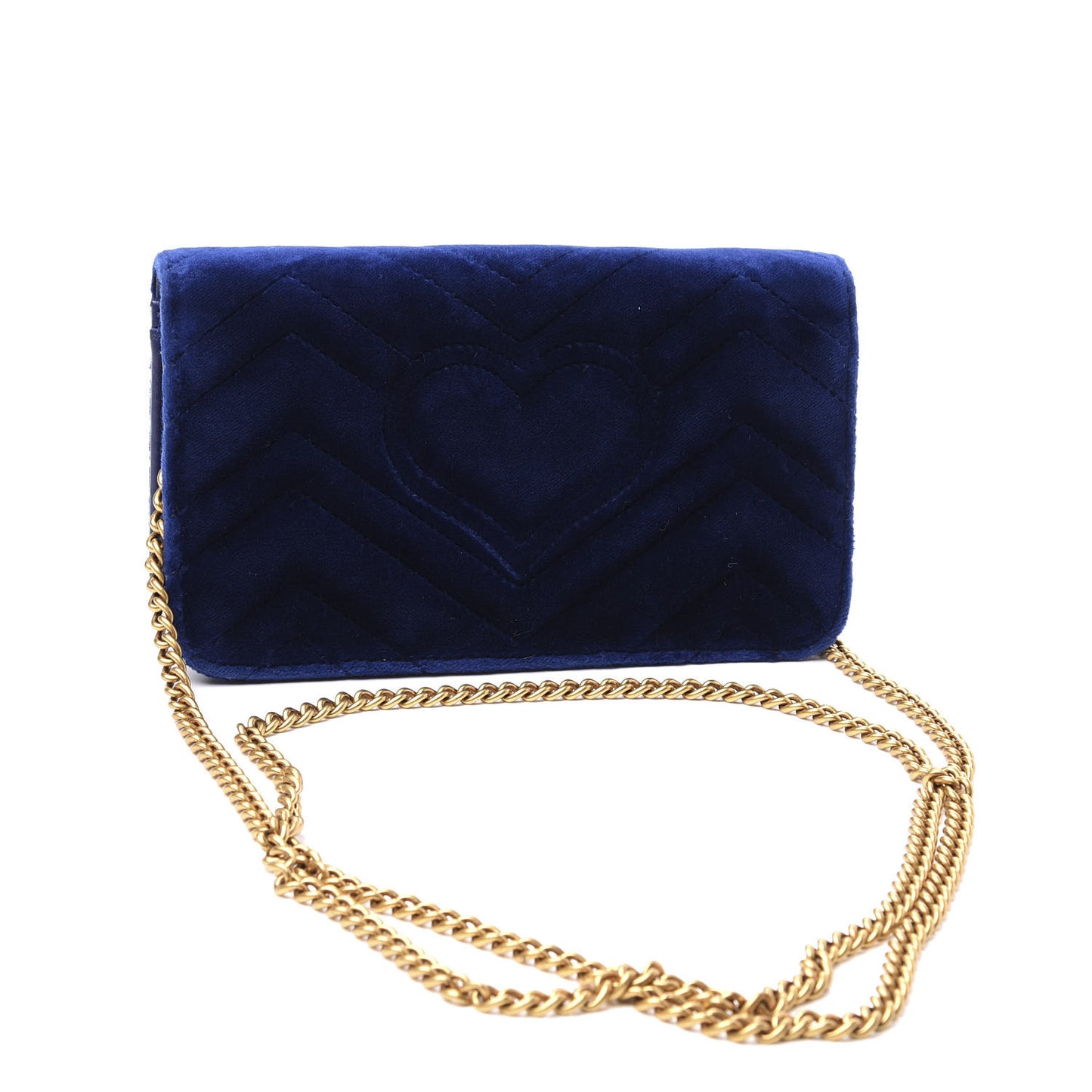 Velvet Matelasse GG Marmont Mini Bag Cobalt Blue