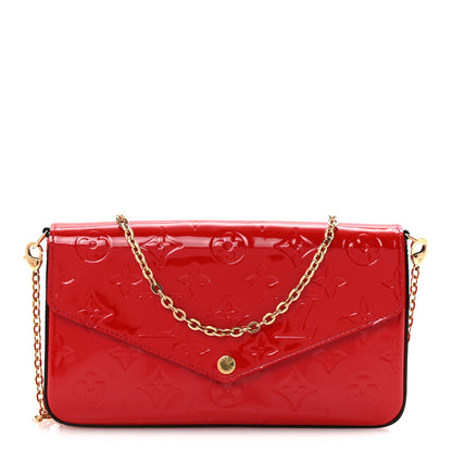 Louis Vuitton Vernis Felicie Pochette Chain Wallet Cherry 1 of 10