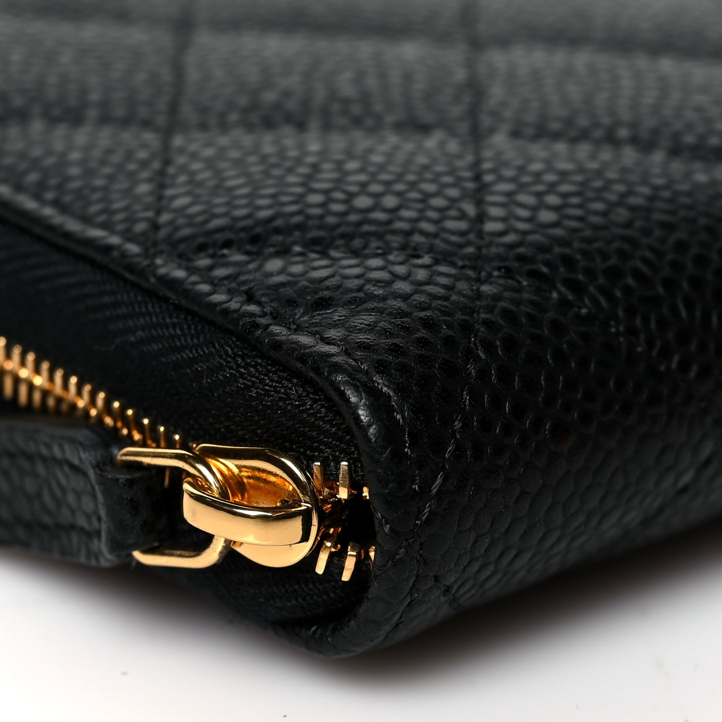 Caviar Quilted Large Gusset Zip Around Wallet Black