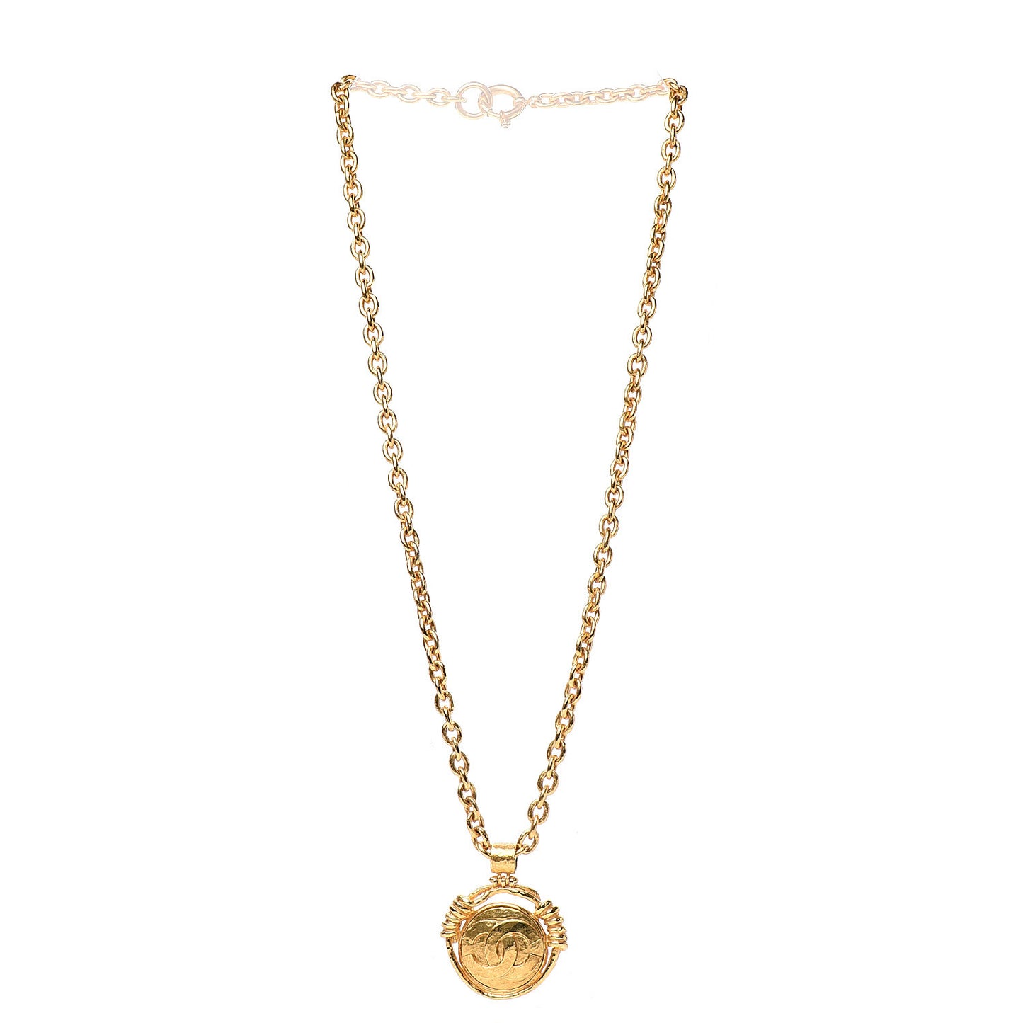 CC Chain Pendant Long Necklace Gold