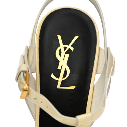 Saint Laurent Calfskin Tribute 75 Platform Sandals 39 White 7 of 13