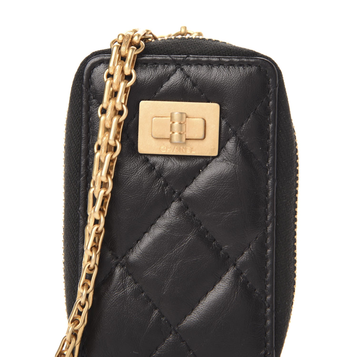Chanel Aged Calfskin Quilted 2.55 Reissue Clutch With Chain Black 10 of 11