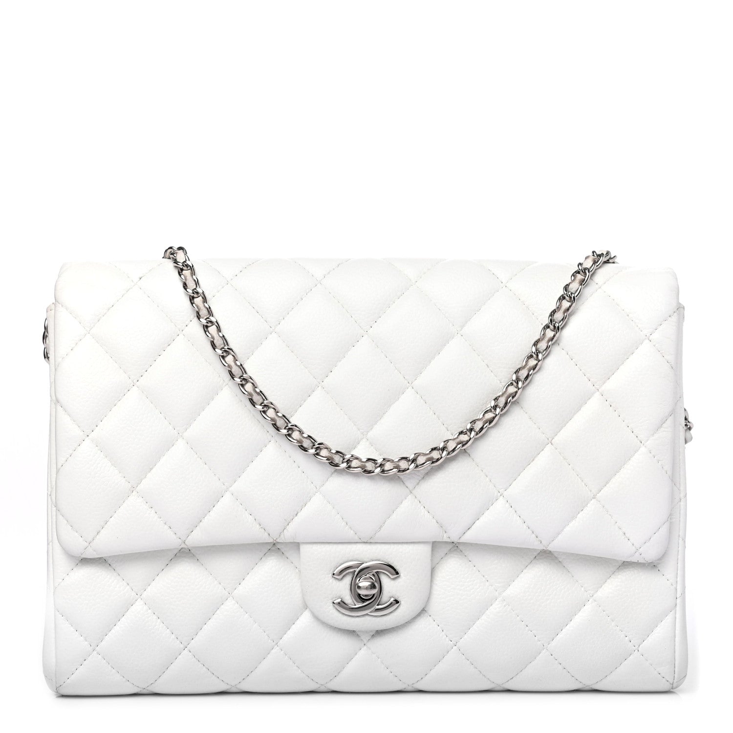 Chanel Caviar Quilted Clutch With Chain Flap White 1 of 4