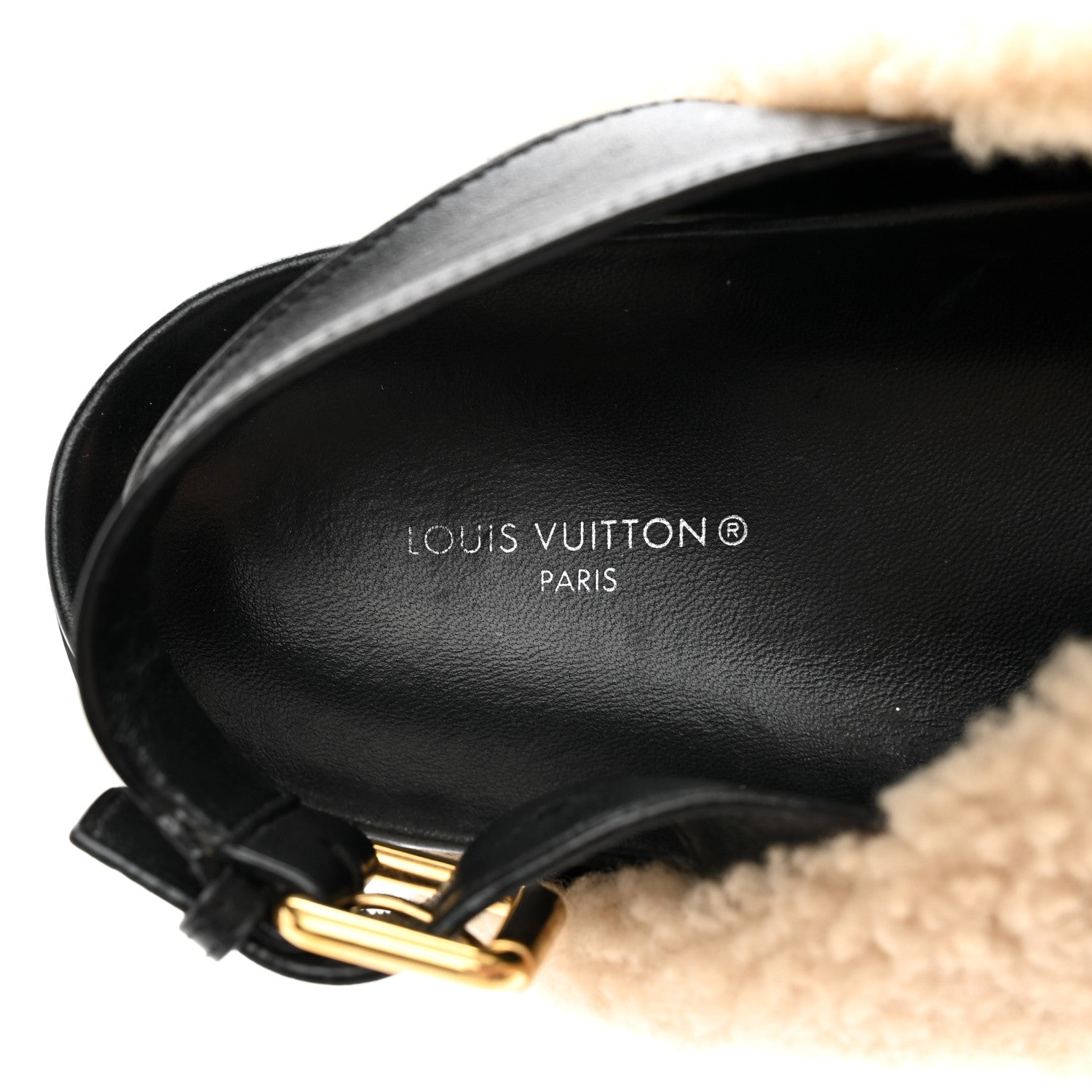 Louis Vuitton Shearling Calfskin Paseo Flat Comfort Sandal 40 Beige 7 of 8