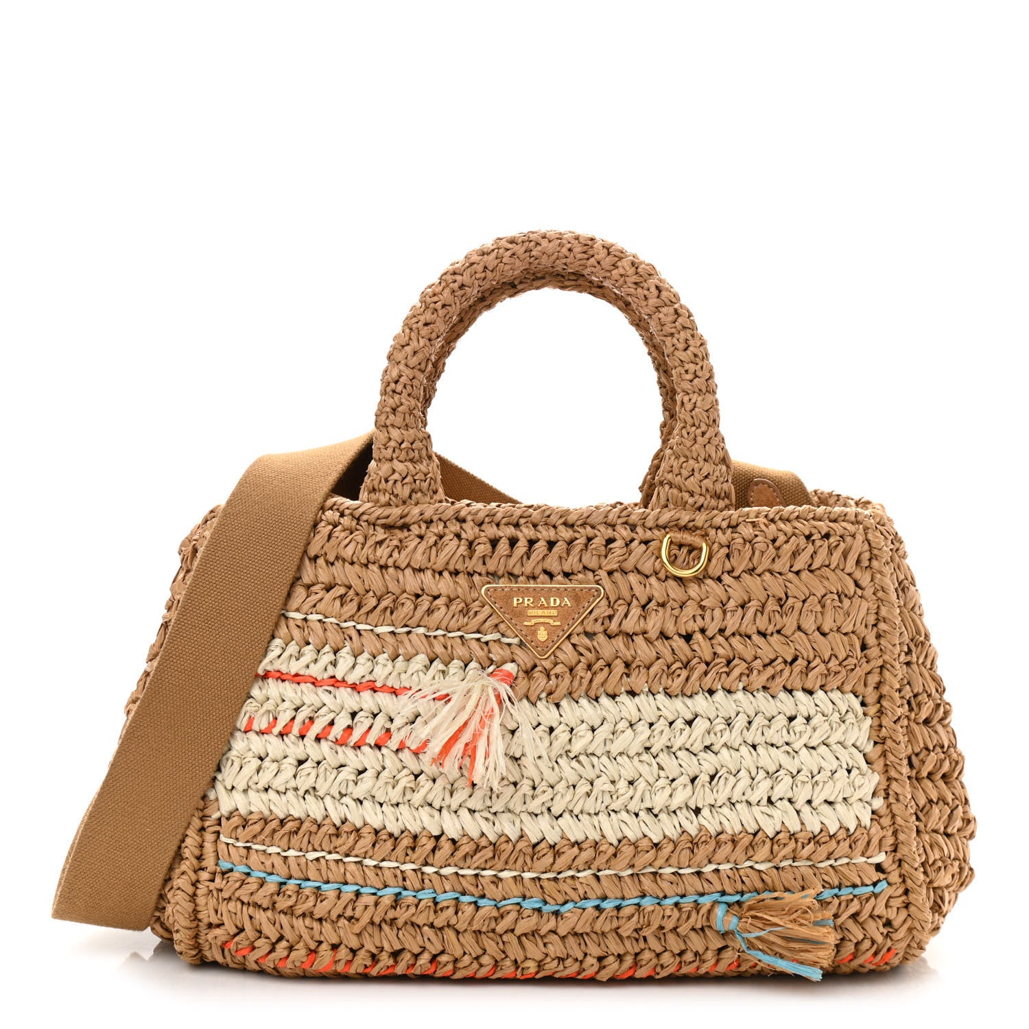 Prada Raffia Woven Tote Naturale Caramel 1 of 12