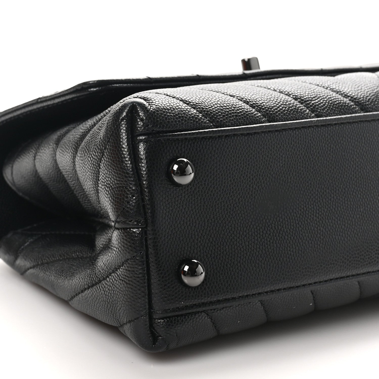 Chanel Caviar Chevron Quilted Mini Coco Handle Flap So Black 9 of 10