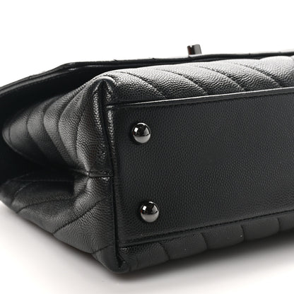 Chanel Caviar Chevron Quilted Mini Coco Handle Flap So Black 9 of 10