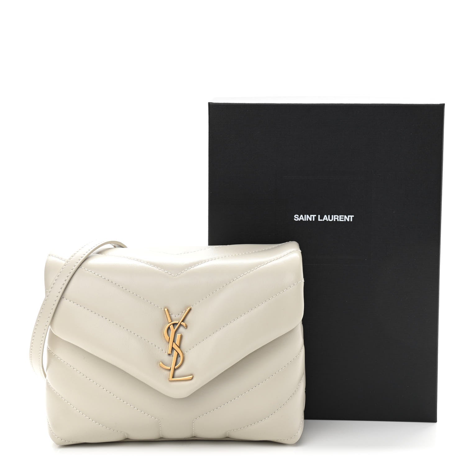 Saint Laurent Calfskin Y Quilted Monogram Toy Loulou Crossbody Bag Ivory 11 of 11
