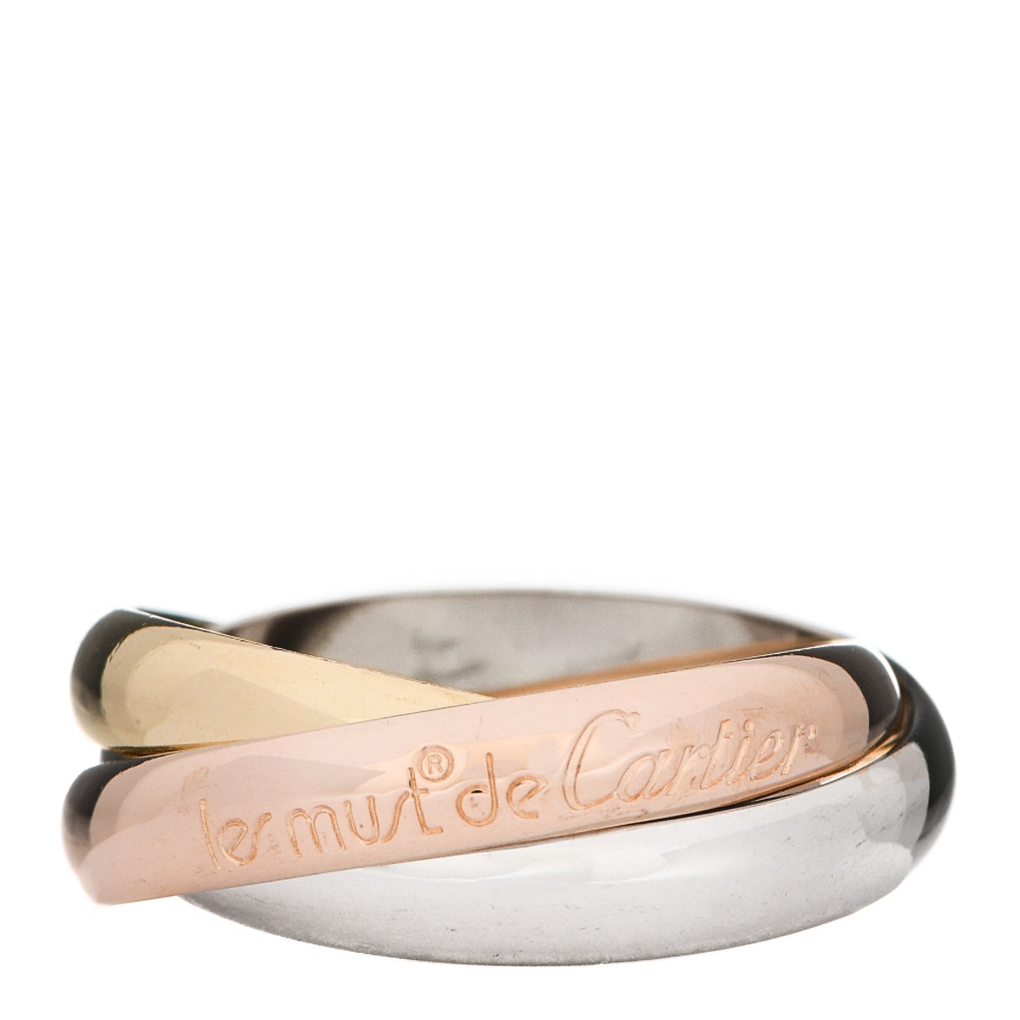 18K Pink Yellow White Gold Classic Les Must De Cartier Trinity Ring 55 7.25
