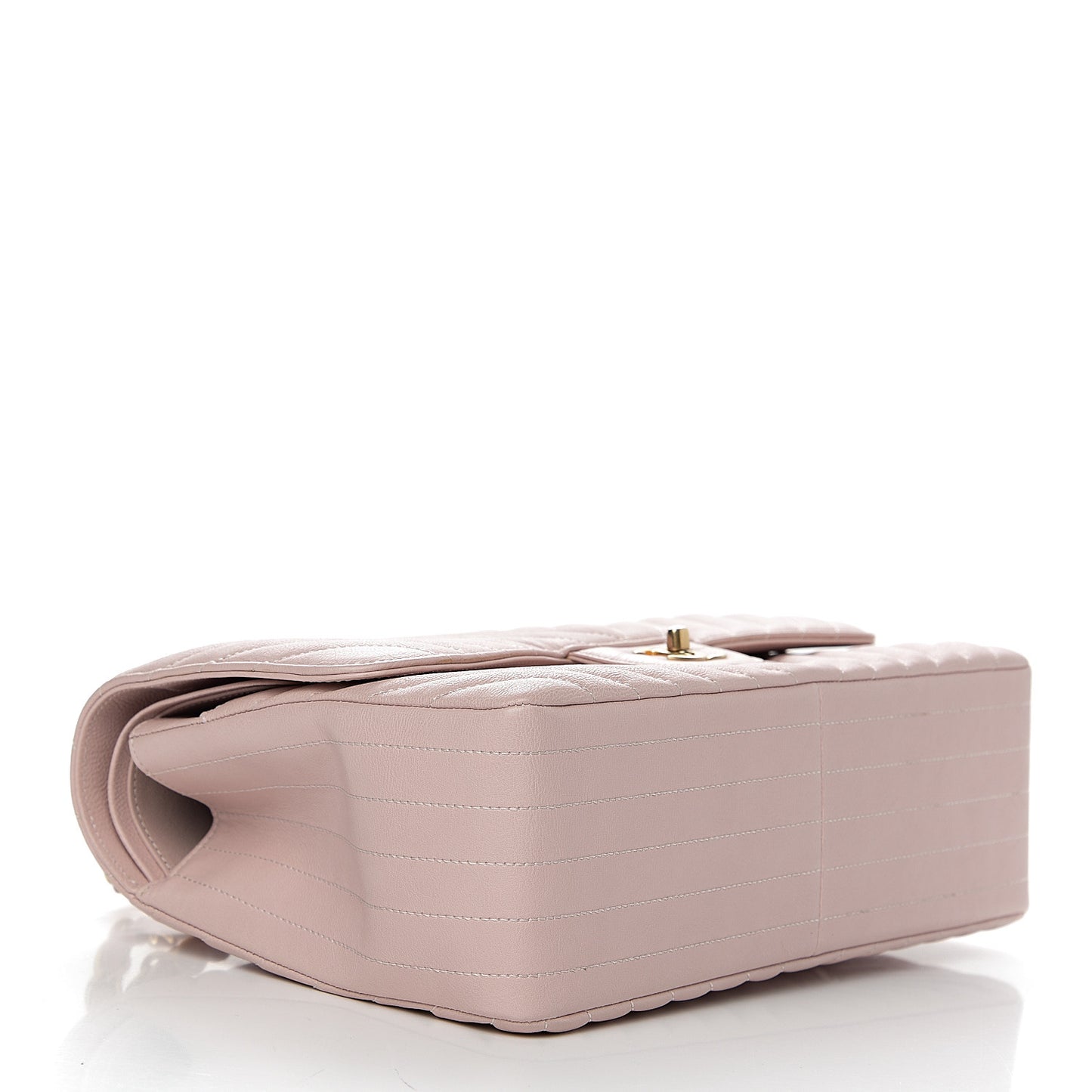 Calfskin Chevron Quilted Jumbo Double Flap Light Pink