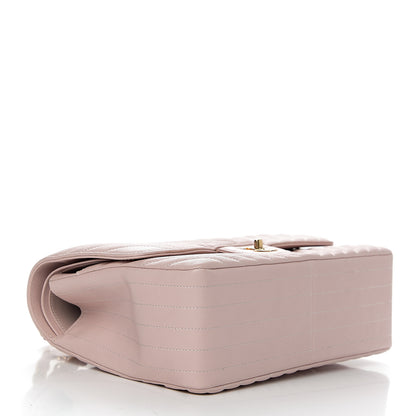 Chanel Calfskin Chevron Quilted Jumbo Double Flap Light Pink 3 of 11