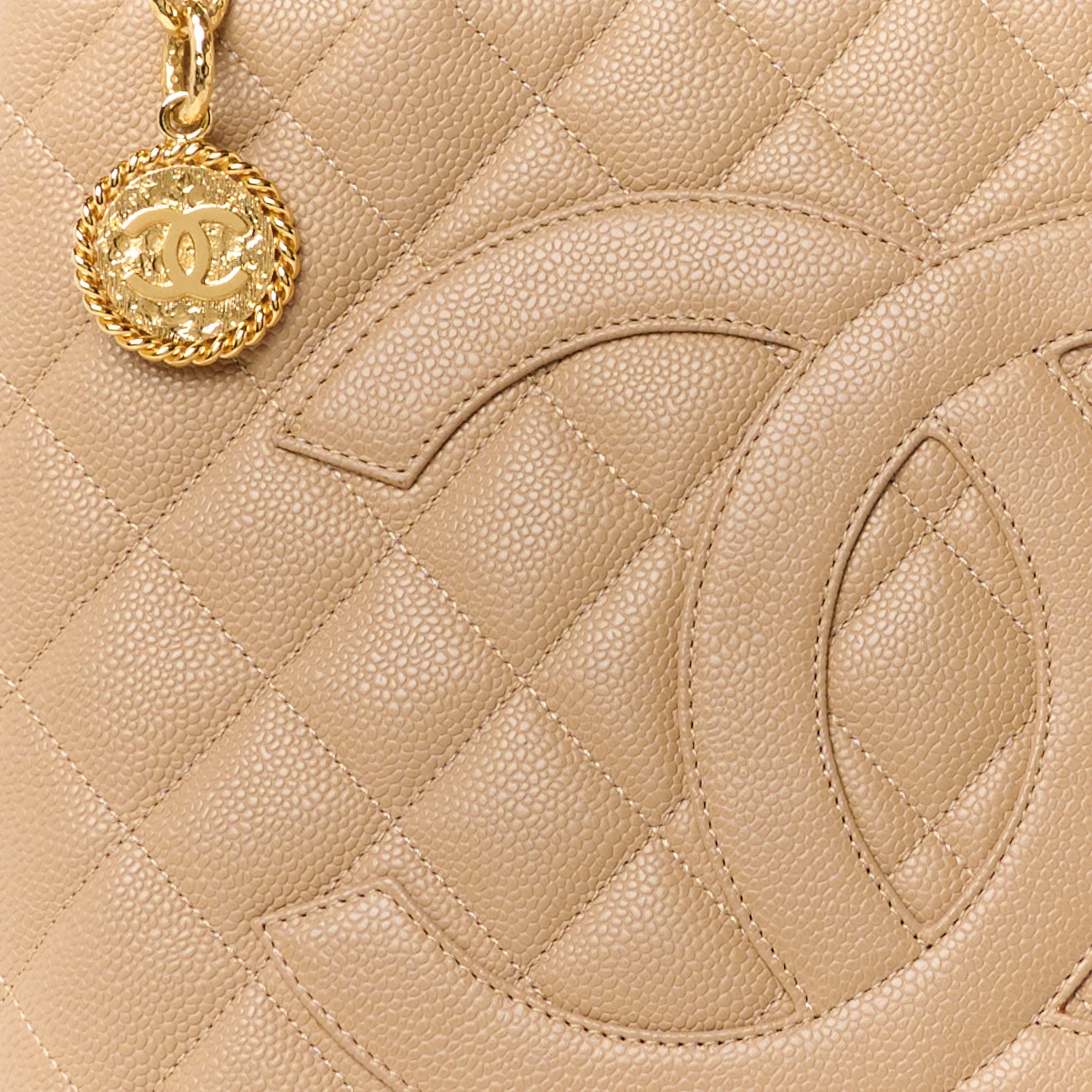 Chanel Caviar Quilted Medallion Tote Beige 8 of 11