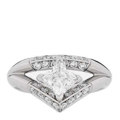Louis Vuitton Platinum Diamond LV Monogram Star Cut Pave Double Ring 54 6.75 1 of 6