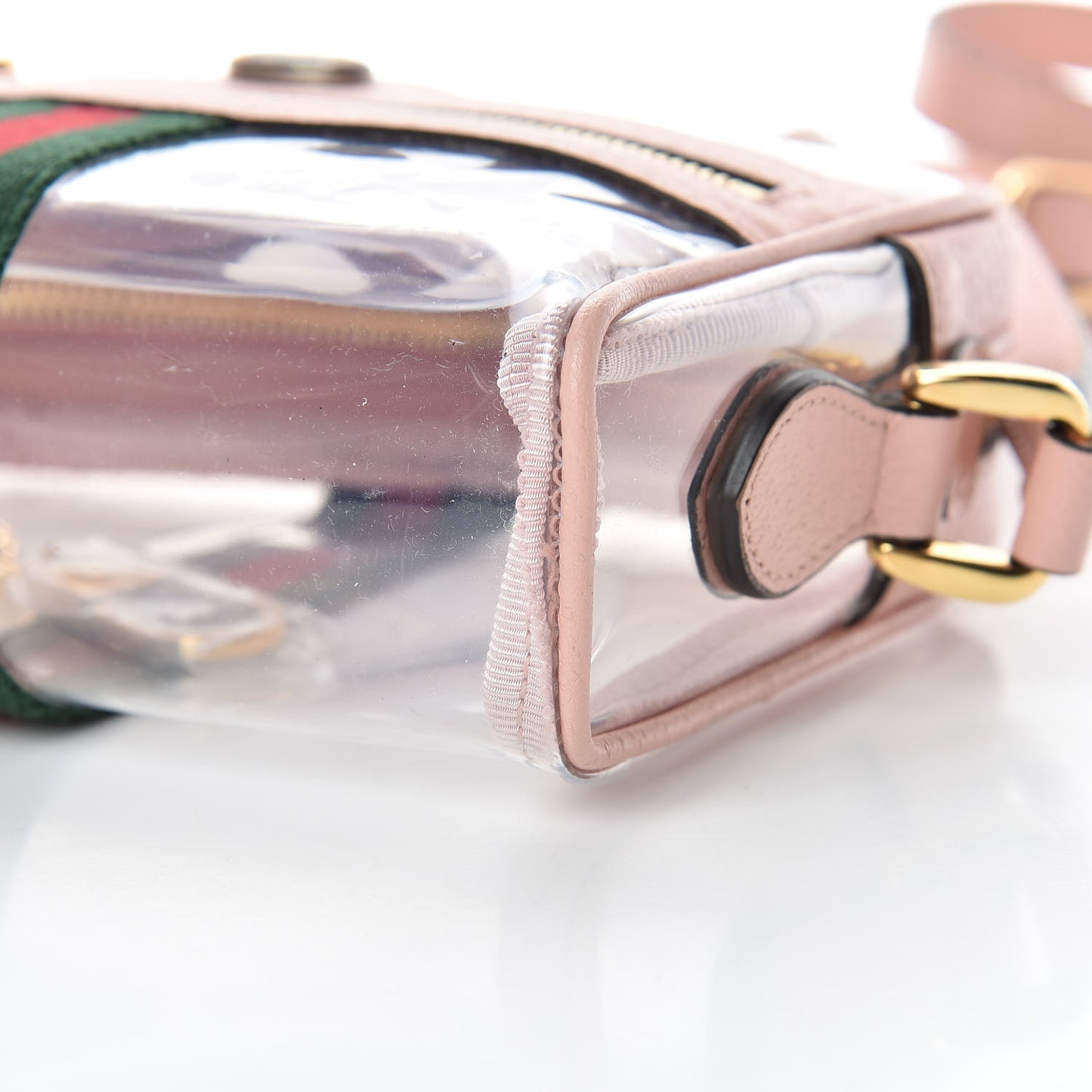 Vinyl Web Mini Ophidia Transparent Shoulder Bag Perfect Pink