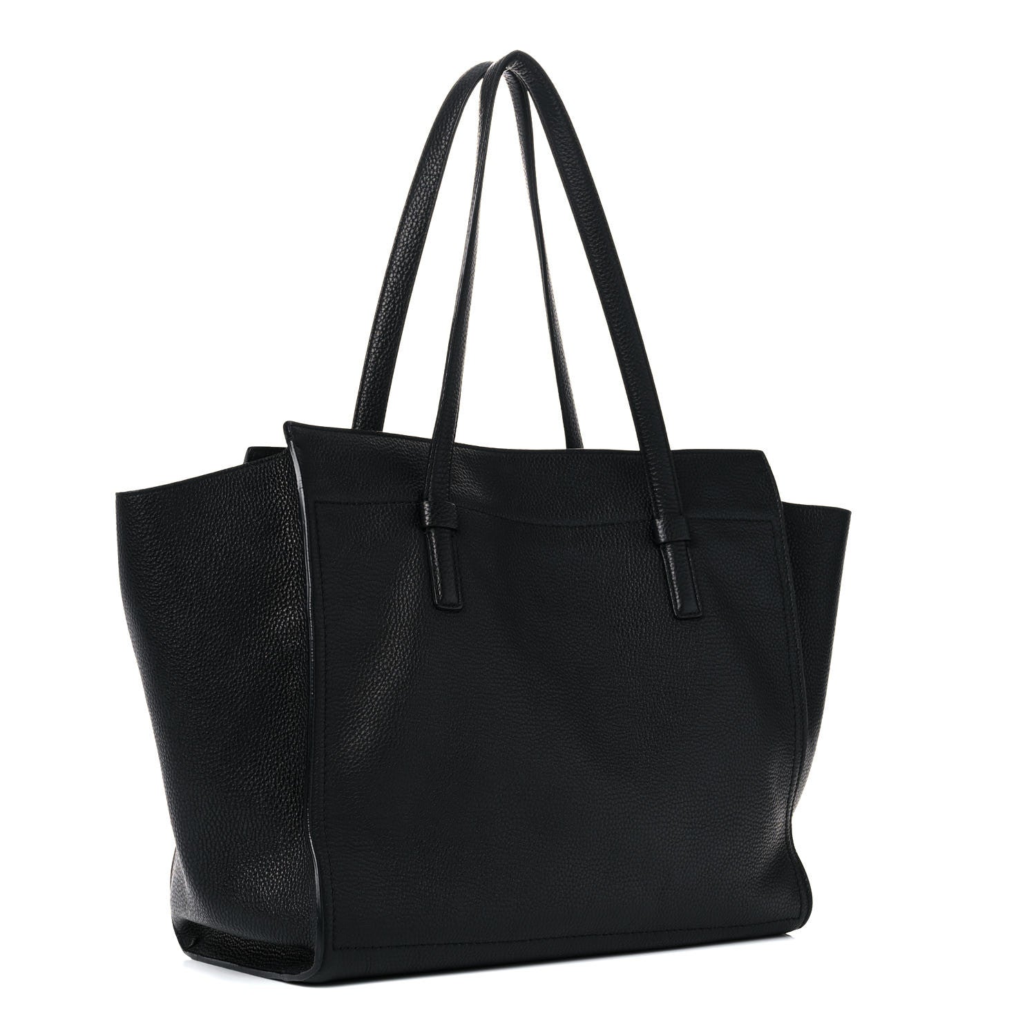 Salvatore Ferragamo Hammered Calfskin Double Handle Medium Amy Tote Black 2 of 14