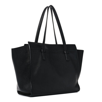 Salvatore Ferragamo Hammered Calfskin Double Handle Medium Amy Tote Black 2 of 14