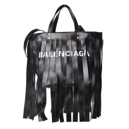 Balenciaga Calfskin XS Fringe Laundry Cabas Black 1 of 10