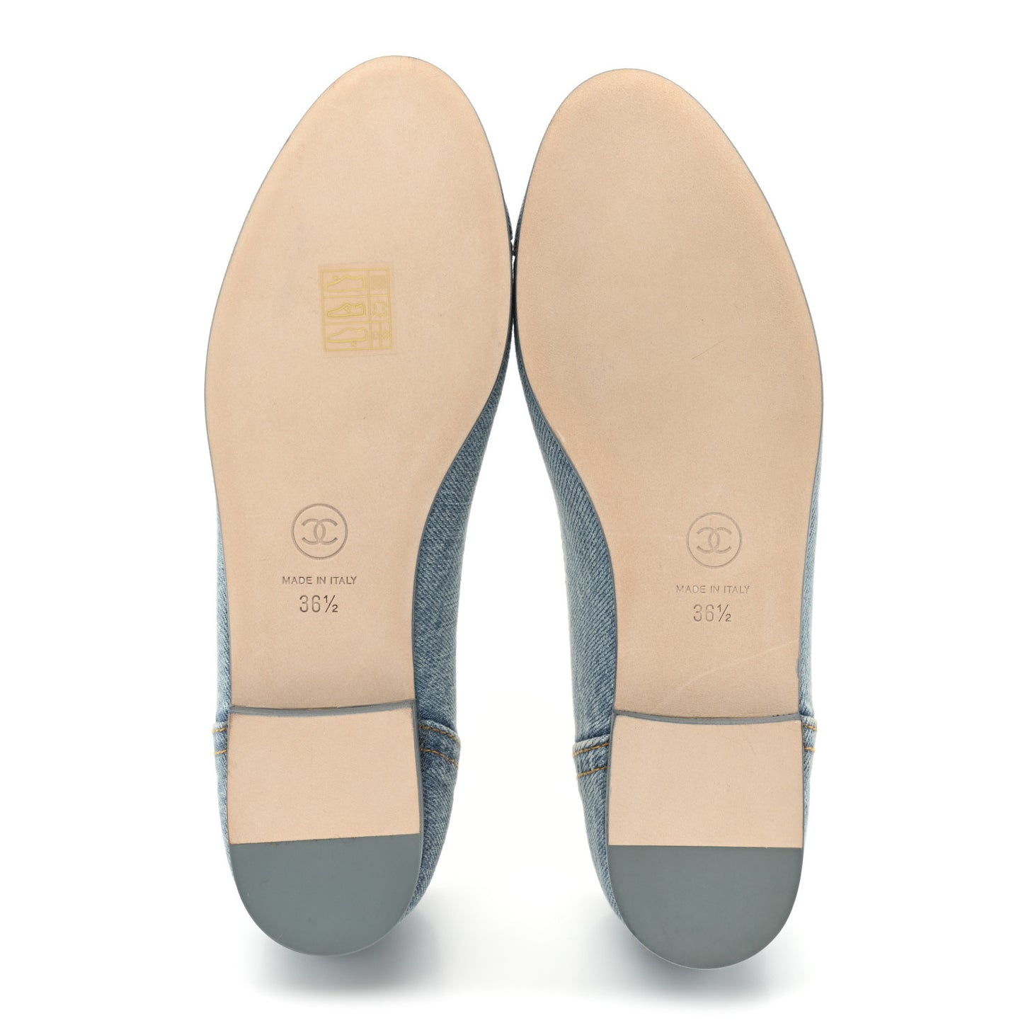 Denim CC Cap Toe Ballerina Flats 36.5 Light Blue