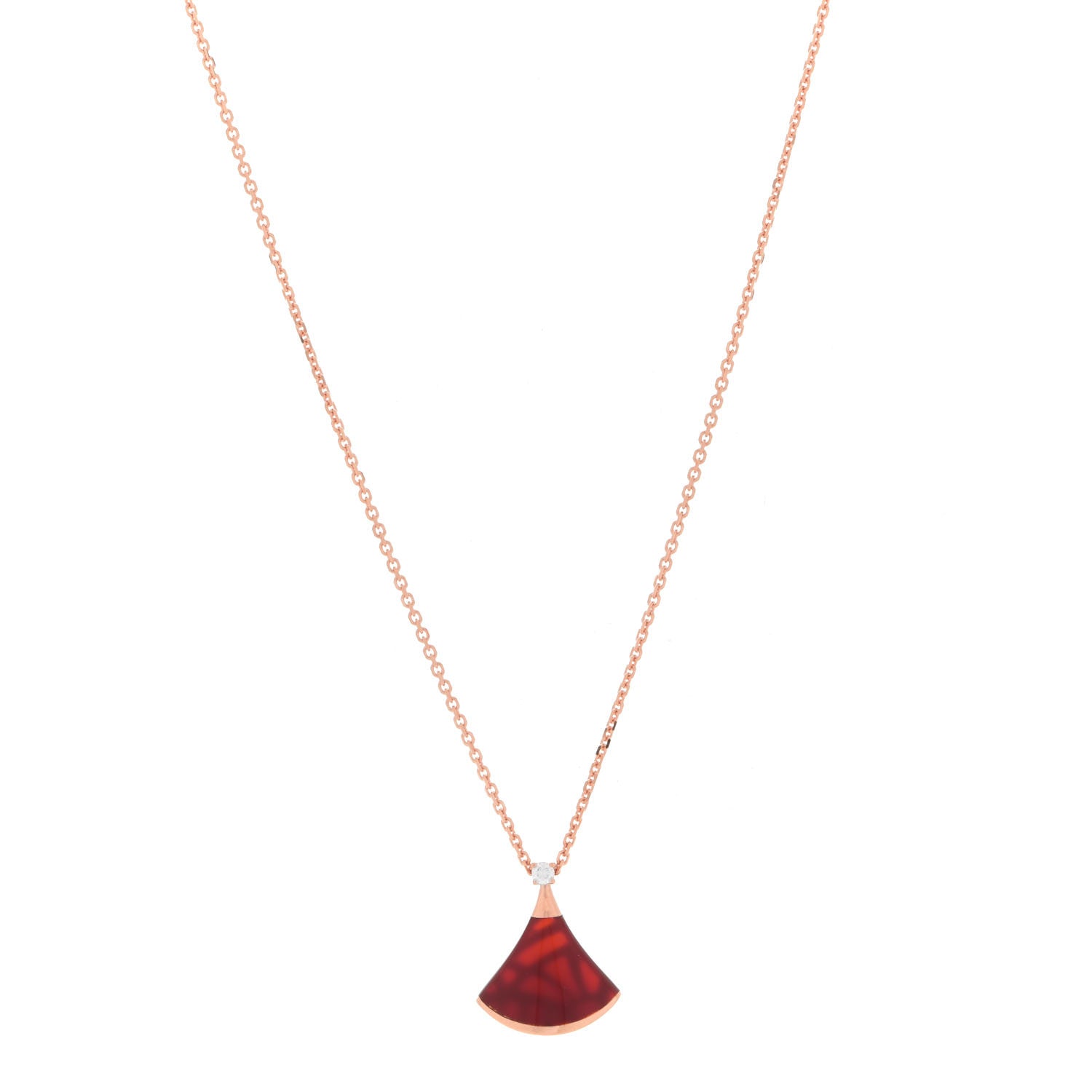Bulgari 18K Rose Gold Diamond Carnelian Divas' Dream Pendant Necklace 1 of 6