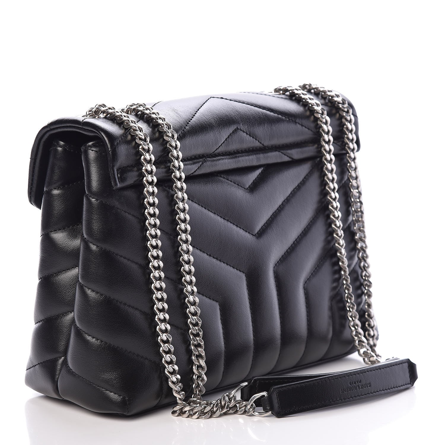 Saint Laurent Calfskin Y Quilted Monogram Small Loulou Chain Satchel Black 3 of 8
