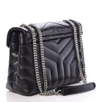 Saint Laurent Calfskin Y Quilted Monogram Small Loulou Chain Satchel Black 3 of 8